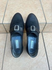 Gianni Versace Men's Leather Loafers, Black Flats, US7.5, From Japan, y9582