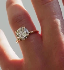 2CT Round Lab Grown Diamond Solitaire Engagement Ring 14K Solid Gold IGI