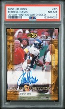 2000 U.D. Ionix Ud Authentics #TD Terrell Davis Ud Authentics-Auto-Gold PSA 8