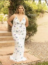 Primavera White Butterfly Prom Dress Plus Size 18W 14003