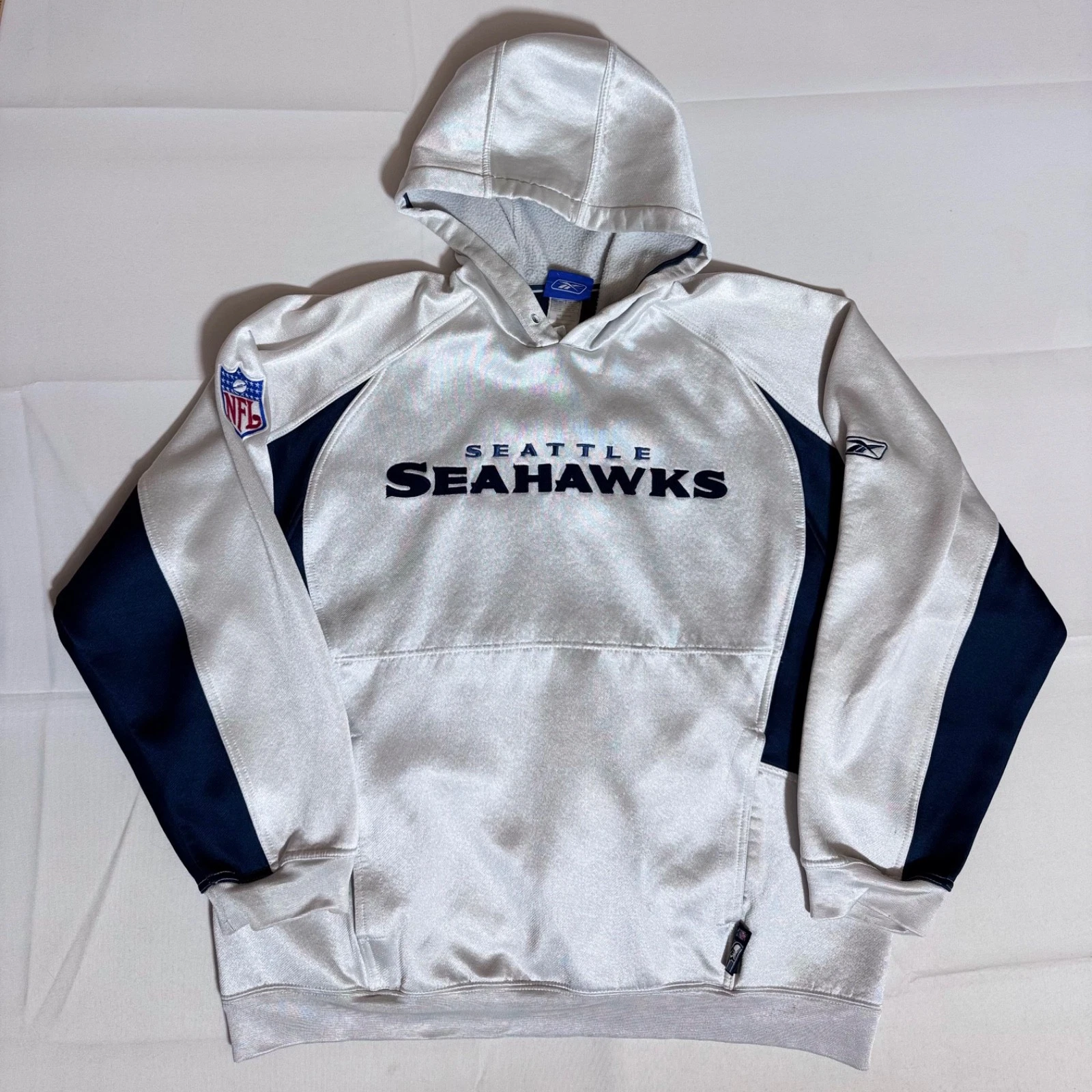 Reebok, vintage hoodie, NFL, Seahawks, graphic, logo, white, male, Large - product detail image 1