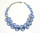 Vtg. Blue Crystal Chocker Rhinestone Costume Jewelry Necklace NO RESERVE! - 1