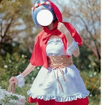 Re:Zero Rem Ram Cosplay Red Riding Hood Costume M Unused Unique Japan