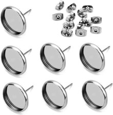 40Pcs 12Mm Stainless Steel Blank Stud Earring Bezel Setting for Jewelry Making w
