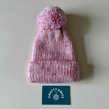 Handmade Baby Pom Pom Hat In Pink Marl