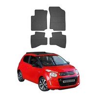 Omac Gummi FußMatten FüR Citroen C1 2014-2021 Automatten Gummi Schwarz 4Tlg