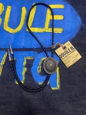 RRL Braided Leather Bolo Tie with Concho Clasp & Aglet