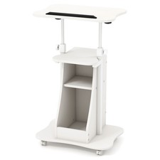 Mobile Podium Stand Laptop Cart w/ 2 Compartments