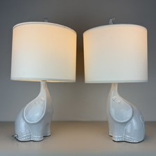 Set Of 2 Jonathan Adler Utopia Elephant Table Lamp Gray 19