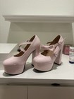 pink coquette platform heels w/ bows and heart straps US size 7 — photo 2