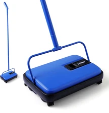 Eyliden Carpet Sweeper, Mini Size Lightweight Hand Push - No Noise, Non-Electric