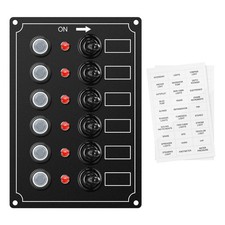 Marine Switch Panel, Haoguo 6 Gang Boat Electrical Panel with Breaker, IP67 W...