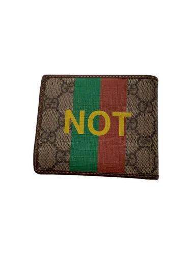 Portefeuille pliant GUCCI 2 GG Supreme PVC marron motif total homme occasion