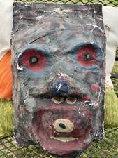 Vintage Handmade Paper Mache Mask TRIBAL LIKE Face SEE ALL AS IS