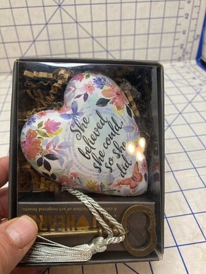 Demdaco Art Hearts Floral She Believed She Could So She Did with Key & Tassel