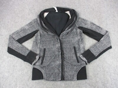 Lululemon Jacket Womens 6 Gray Black To Class French Terry Button Front Coat