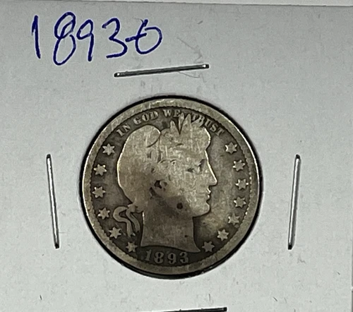 1893-O Barber Quarter : Very Good   VG Details