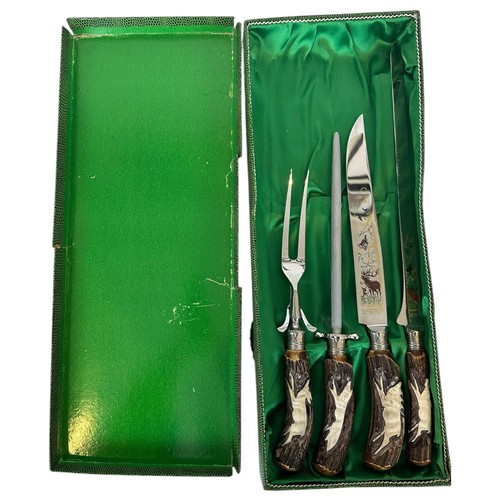 Anton Wingen Jr. 4-Piece Carved Antler Knifes Set Vintage Germany Original Box - Picture 5 of 23