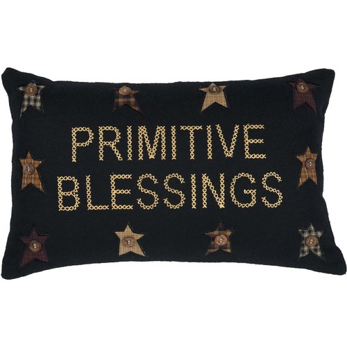VHC Brands Primitive 14"x22" Blessings Pillow Black Appliqued Felt Bedroom Decor - Picture 5 of 7