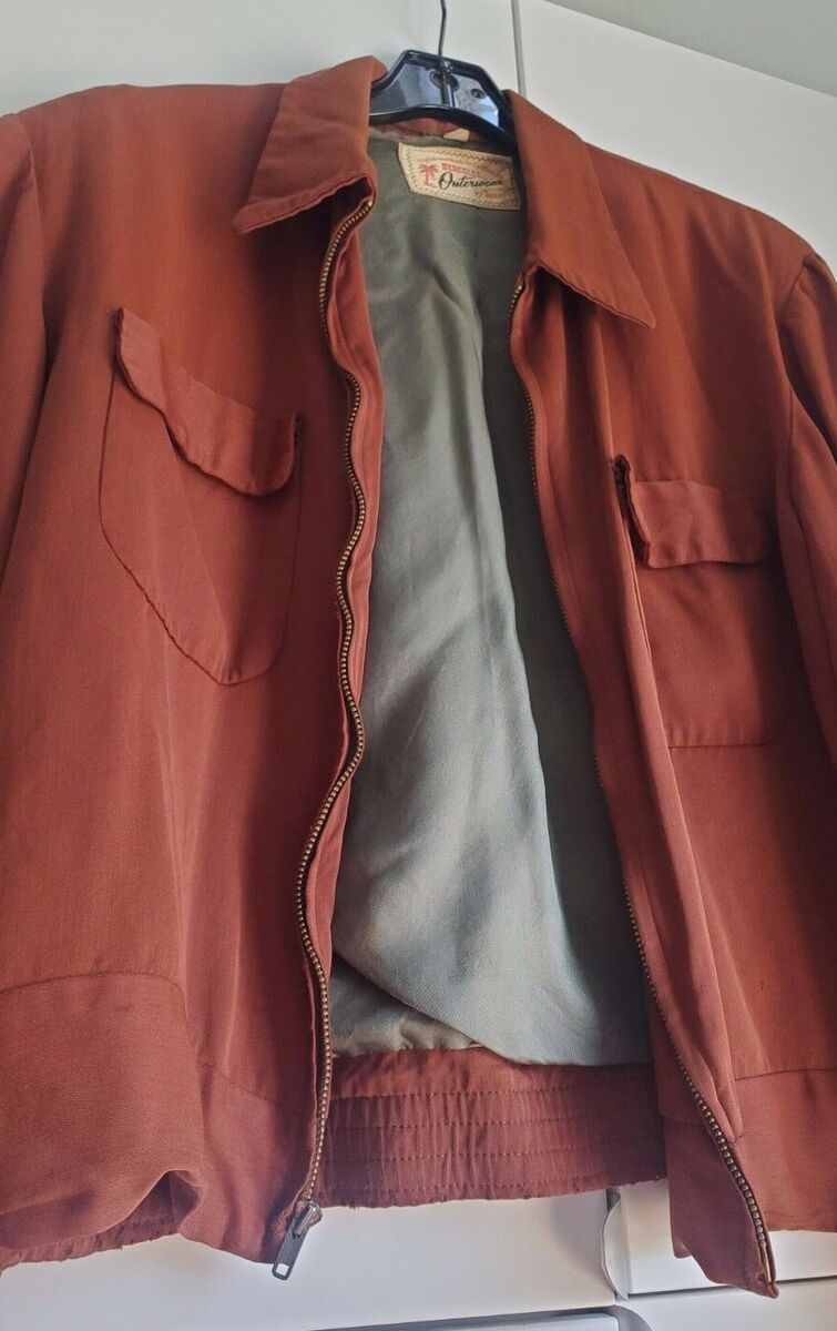 Vintage 40s 50s HERCULES Rust SEARS GABARDINE Jacket TALON Vintage 40s 50s HERCULES Rust SEARS GABARDINE Jacket TALON