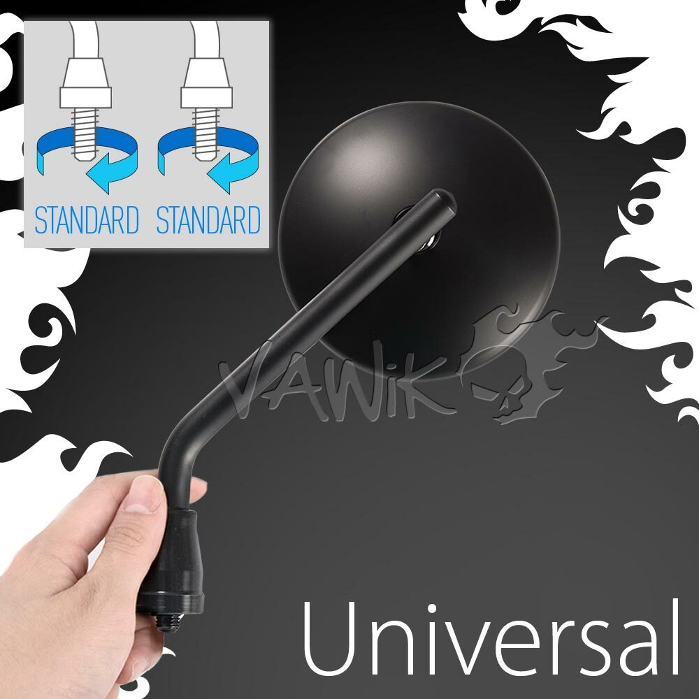 VAWiK Eclipse mirrors short stem black 10mm fits custom chopper