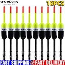 THKFISH 10pcs Fishing Floats Bobbers Balsa Wood Floats Oval Stick Spring Floats