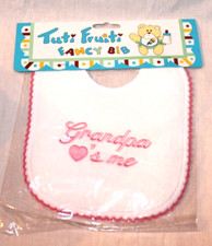 NEW IN PACKAGE VINTAGE TUTI FRUTI FANCY BIB GRANPA LOVE ME BABY BIBS