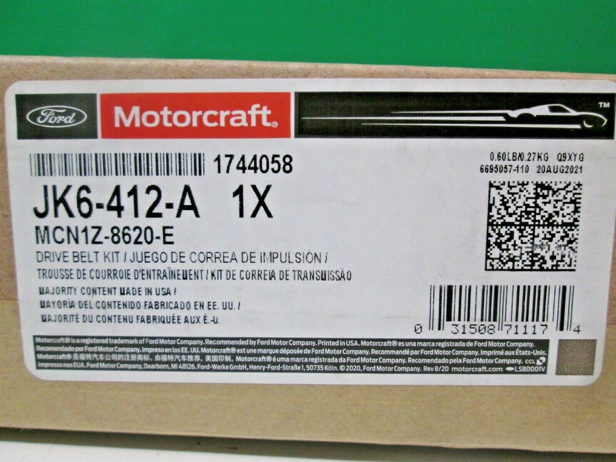 Genuine Ford Motorcraft Serpentine Drive Belt Kit JK6-412A Genuine Ford Motorcraft Serpentine Drive Belt Kit JK6-412A