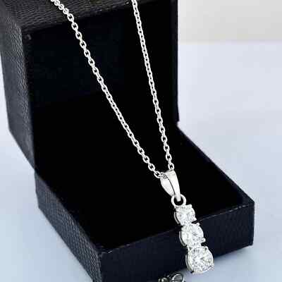 Certified 2.50Ct Round Cut White Diamond Solitaire Pendant 14K White Gold Finish