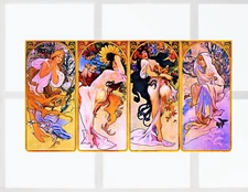 Four Seasons by Mucha WINDOW CLING Sun-catcher Size 10.6" Repositionable Vinyl