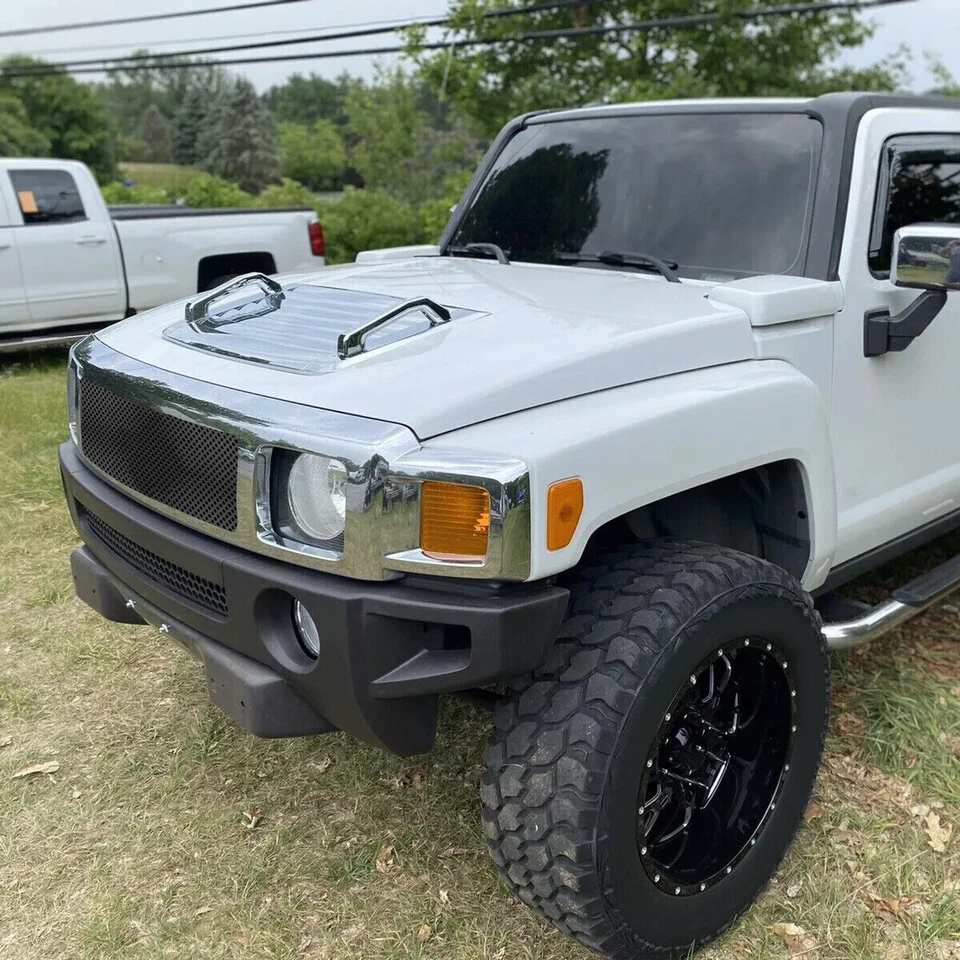 FOR 2006-2010 HUMMER H3 HOOD DECK VENT PANEL HANDLE COVER TRIM BEZEL CHROME 3PCS - Image 3 of 4