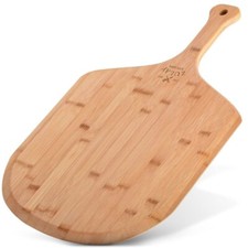 Zulay Kitchen Bamboo Pizza Peel - Wooden Pizza Paddle with Long Handle