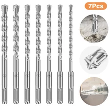 7Pcs 3/16"-1/2"SDS Plus Rotary Hammer Drill Bit Carbide Tip for Masonry Concrete