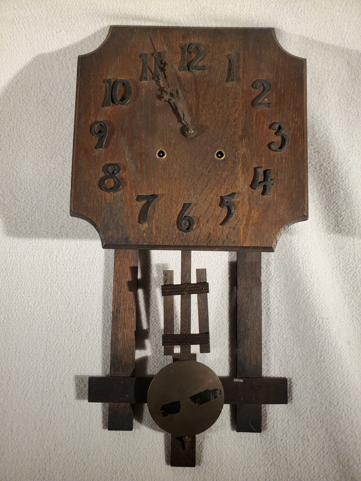 Antique 1920's Arts & Crafts Wooden Wood Mission Style Wall Clock | eBay