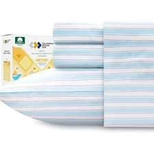 California Design Den Striped Bed Sheets Queen Size, 4 Piece 100% Cotton Sheets
