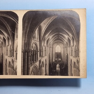 Durham Stereoview 3D um 1910 Echtfoto Northumberland Kathedrale Dach Postkarte