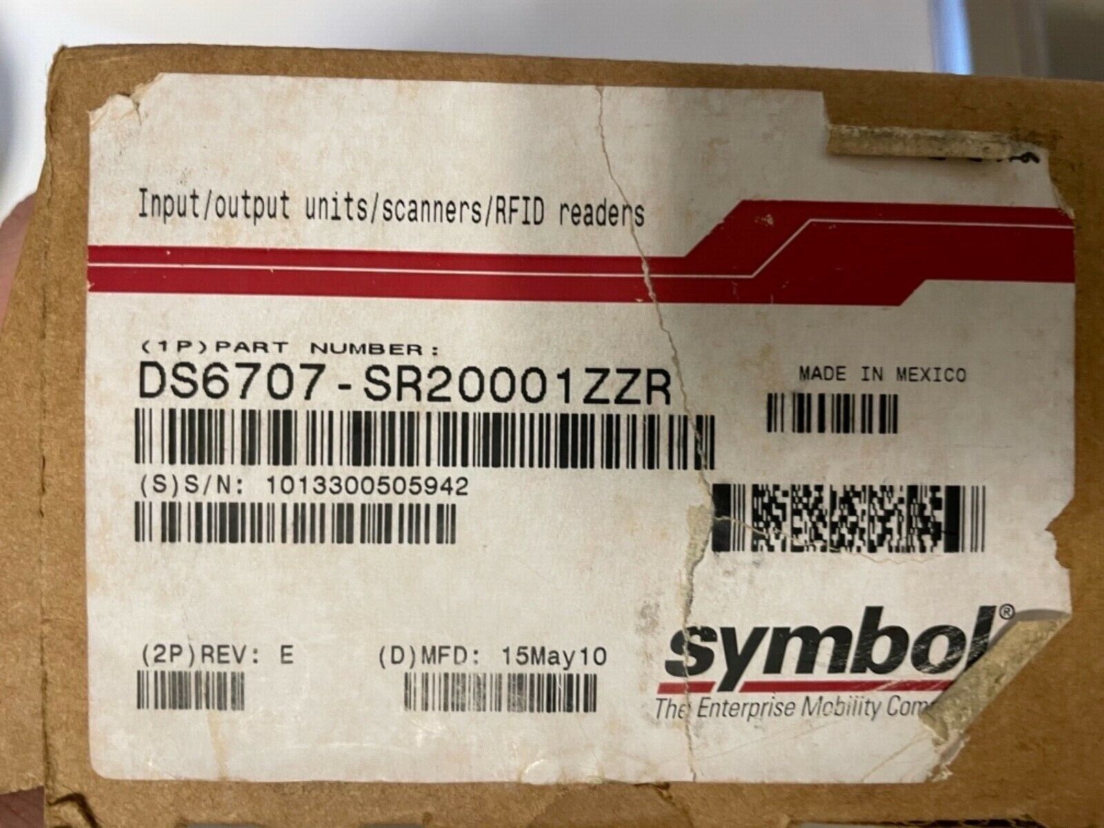Motorola Symbol Handheld Barcode Scanner POS DS6707-SR20001ZZR W/USB Cable - NOB