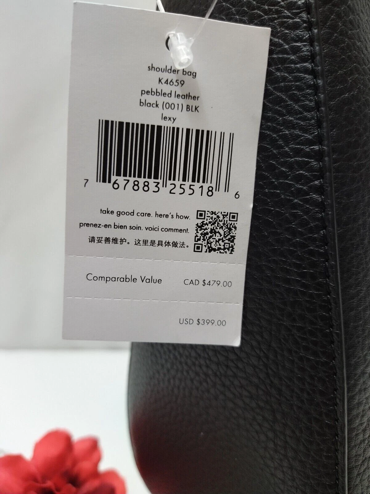 Kate Spade Lexy borsa a tracolla nera in pelle ciottolata con cerniera con chiusura Nuova con etichette $399