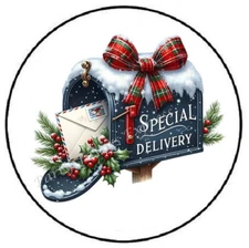 SPECIAL DELIVERY CHRISTMAS MAILBOX ENVELOPE SEALS LABELS STICKERS PARTY FAVORS