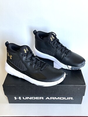 NEW! UNDER ARMOUR YOUTH UA GS LOCKDOWN SZ 7Y BLACK WHITE SHOES