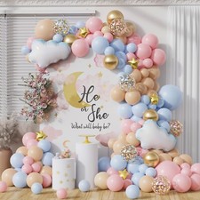 Gender Reveal Cloud Balloon Garland Arch Kit 151PCS Pastel Pink and Blue Conf...