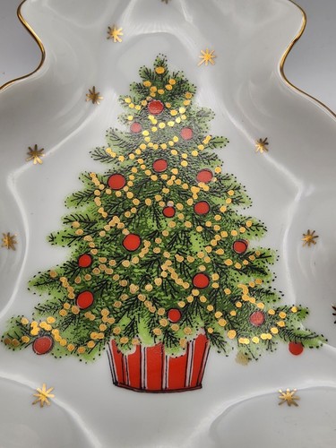 Vintage George Good Christmas Tree Shaped Dish Plate Japan - Picture 5 of 12