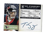 2014 PANINI PRESTIGE NFL Passport Signatures #26 TOM SAVAGE RC (Texans)