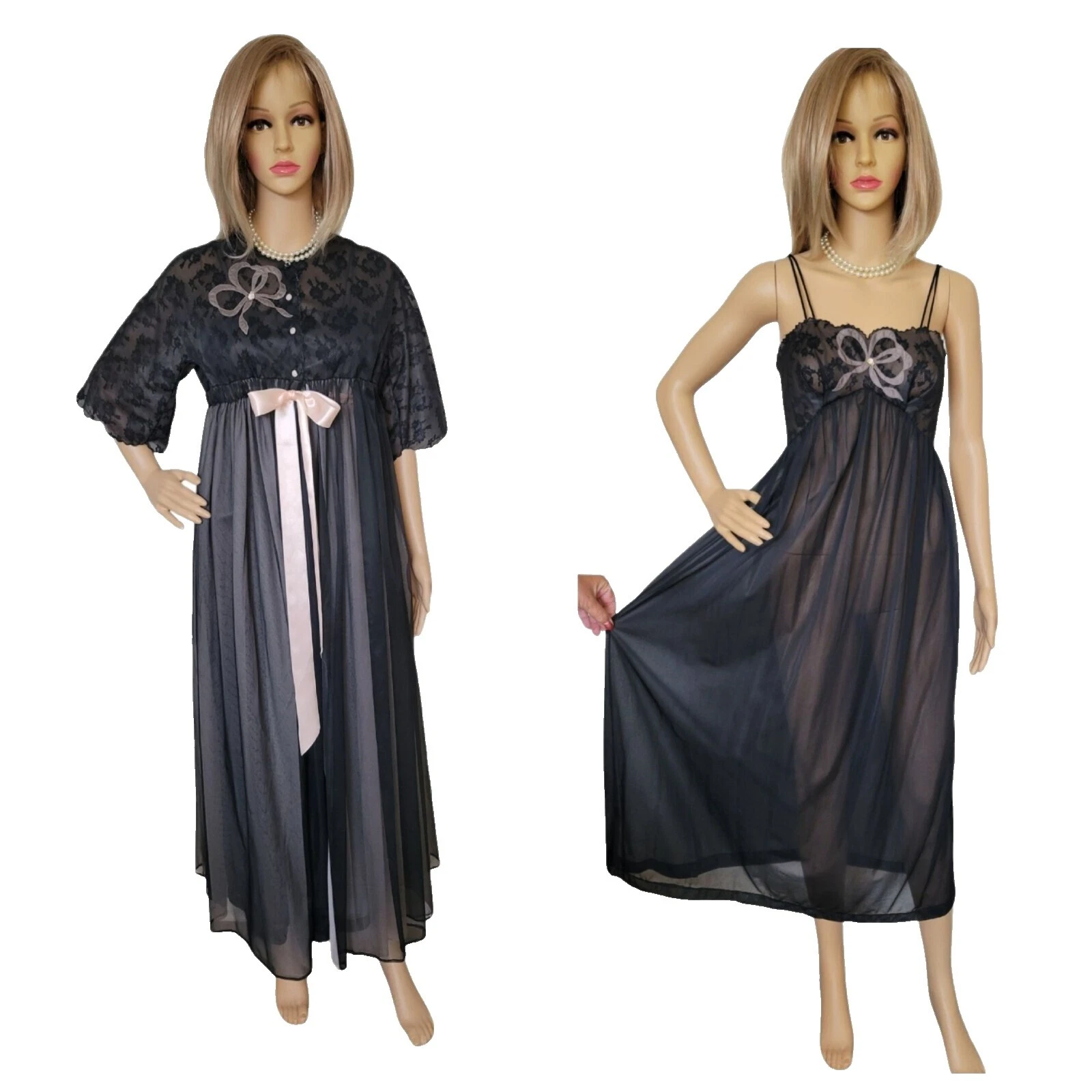 Chiffon Black 1960s Vintage Sleepwear & Robes for Women
