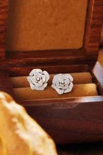 1Ct GH/SI Round Shaped Natural Diamond Stud Cluster Earrings  14K White Gold