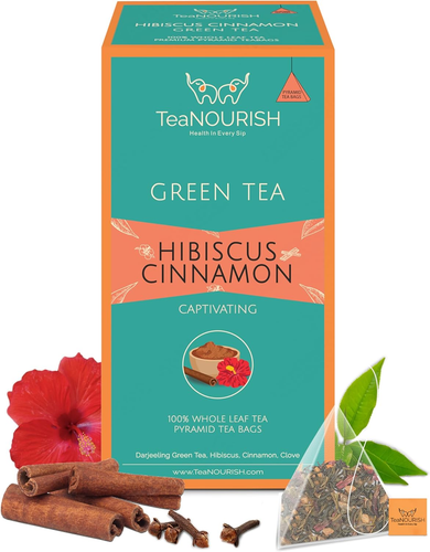 Hibiscus Cinnamon Green Tea | 20 Count Pyramid Tea Bags | Darjeeling Whole Leaf - 第 10/12 張圖片