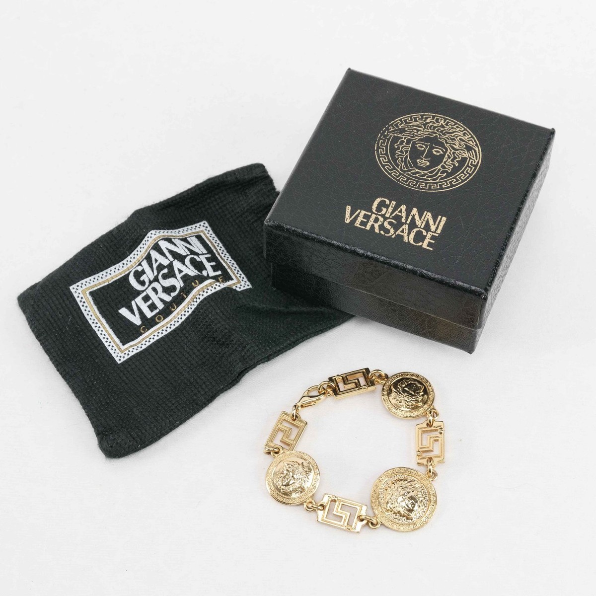 Vintage Gianni Versace Medusa Head Coin Bracelet – Gold-Tone