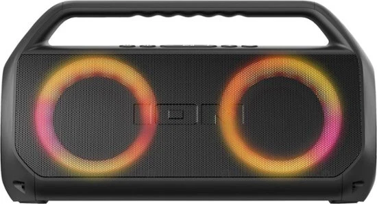 ION Audio - Water-Resistant Bluetooth Stereo Boombox with Lights - Black