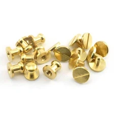 8PCS Solid Brass Sam Browne Button Screw Studs Nail Round Rivets for DIY Leat...