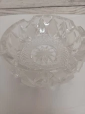 Ashtray Vintage 1940s Heavy Clear Cut Crystal Glass Ashtray 5" Cigar Cigarettes